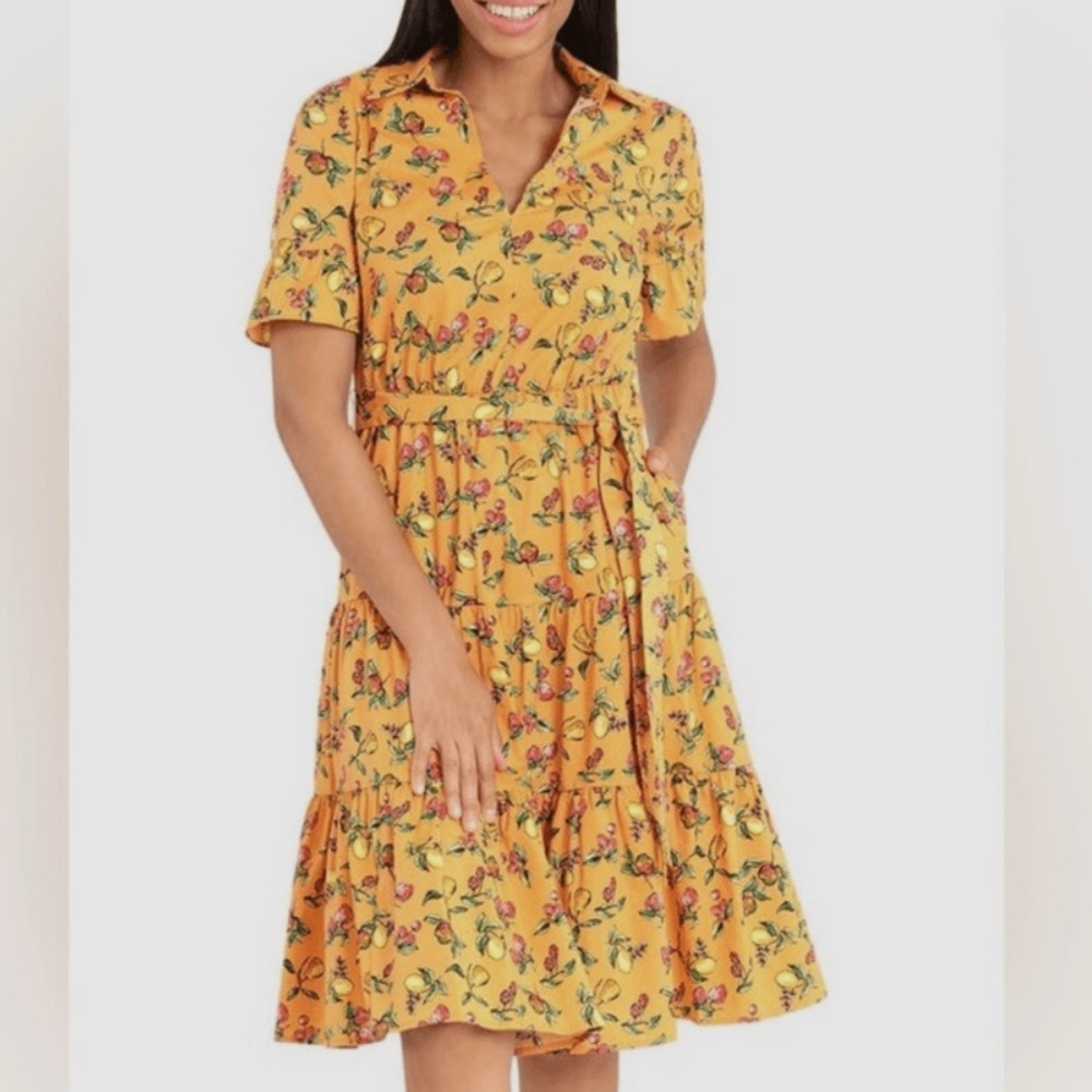 Donna Morgan Zenith Orange Tangerine Multi Fruit Dress